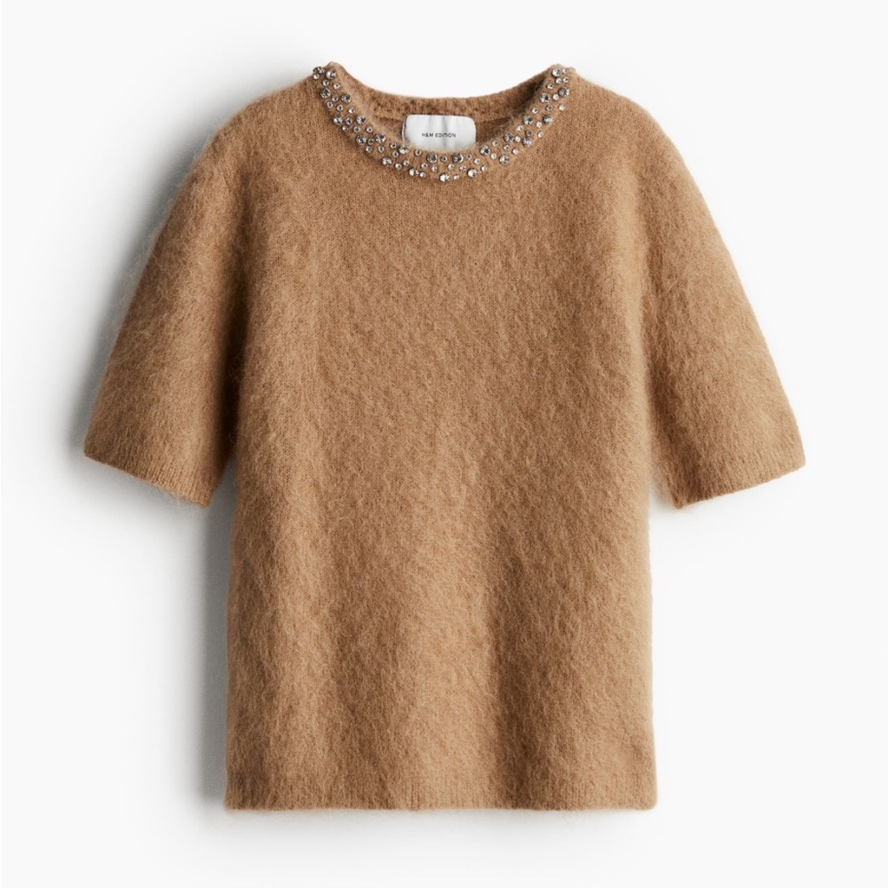 H&M Embellished mohair blend top